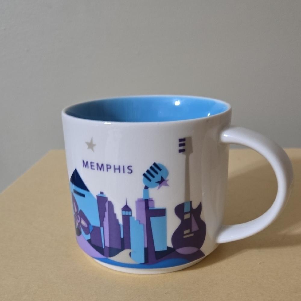 Starbucks Memphis You Are Here Mug - White and Light Blue